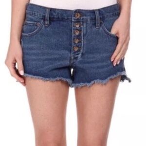 Free People Jillian Button Fly Denim Cutoff Shorts (Size 28)